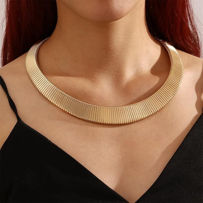 Collar Necklace for Woman Trendy Silver Choker Necklaces for Woman Statement Open Round Collar Choker Necklace