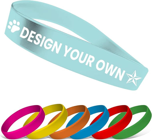 USMG Custom One Color Print Rubber Bracelets Silicone Wristbands - Add a Message - Personalized for Motivation, Events, Support, Fundraisers