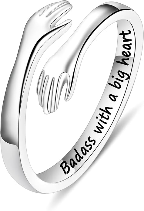 Yesteel Valentines Gifts for Kids Teen Girls - S925 Sterling Silver Hug Ring for Teen Girls Women, Adjustable Ring Jewelry Mothers Day Birthday Gifts for Daughters Mom Sister Wife Friends Grandma