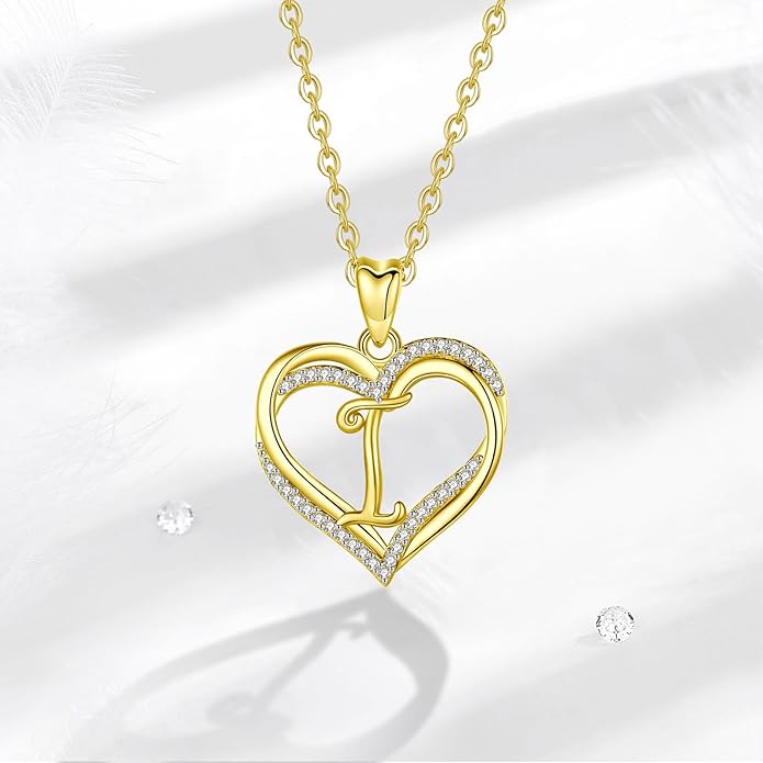 INFUSEU Unique Initial Necklaces for Women Girls Small Heart Letter Jewelry, Meaningful Personalized Gifts
