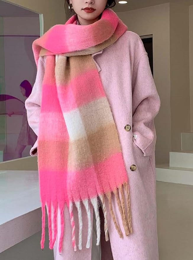 Wander Agio Winter Women Warm Scarf Long Shawl Large Scarves Cold Weather Thick Blanket Scarfs Colorful Plaid