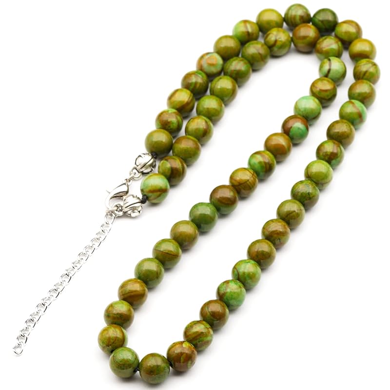 Natural Green Jasper Beaded Choker, Genuine Green Crystal Necklace, Fancy Gemstone Choker, 8mm Beads, Unique Fashion Jewelry, Healing Crystal Chakra Necklace, Durable Stone Necklace, Cancer Necklace