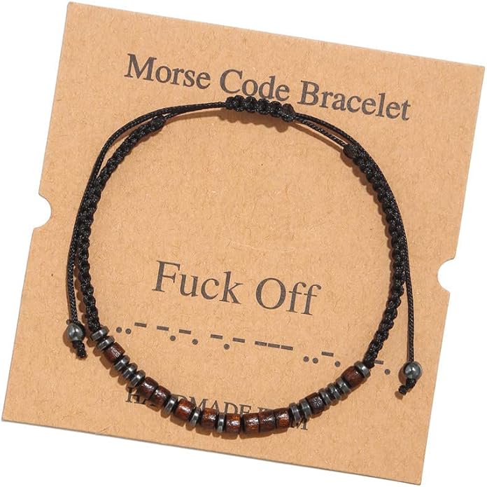 RINTOLER Morse Code Bracelets for Women Men Gifts for Her Best Friend Funny Inspirational Bracelets for Women Jewelry Adjustable Silk Beaded Wrap Bracelet