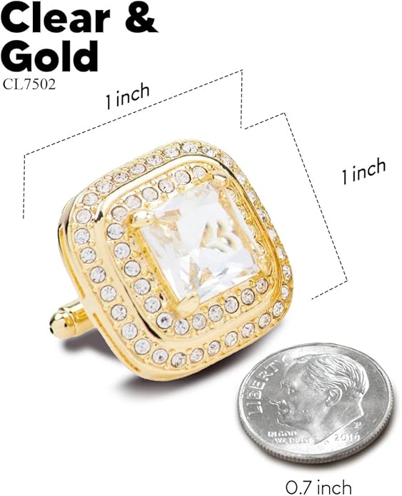 Vittorio Vico Square Colored Crystal Double Diamond Set Cufflinks