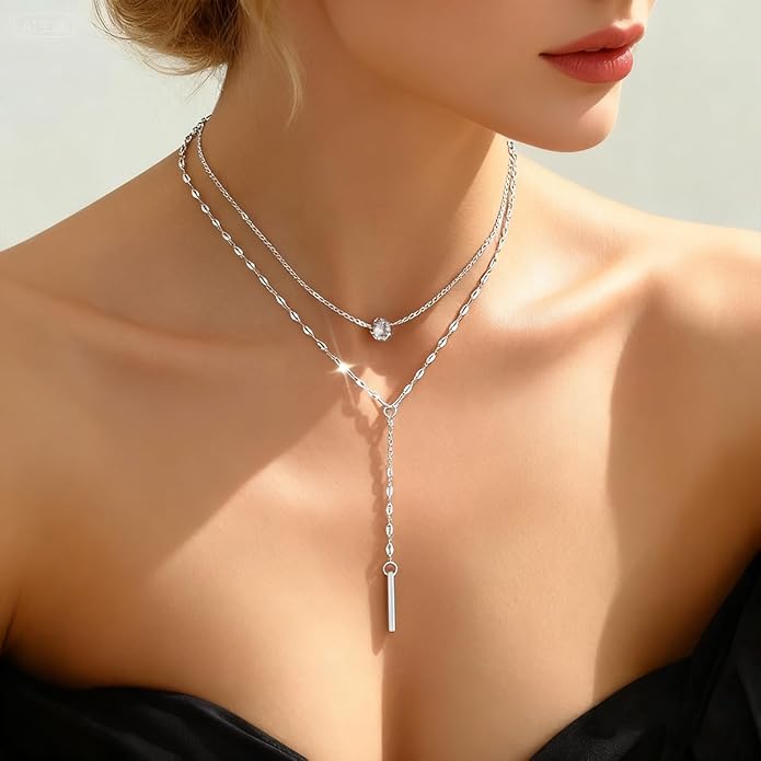 Otxas Lariat Necklace for Women Long Y Shaped Necklaces for Women Drop Necklace Y Shaped Jewelry