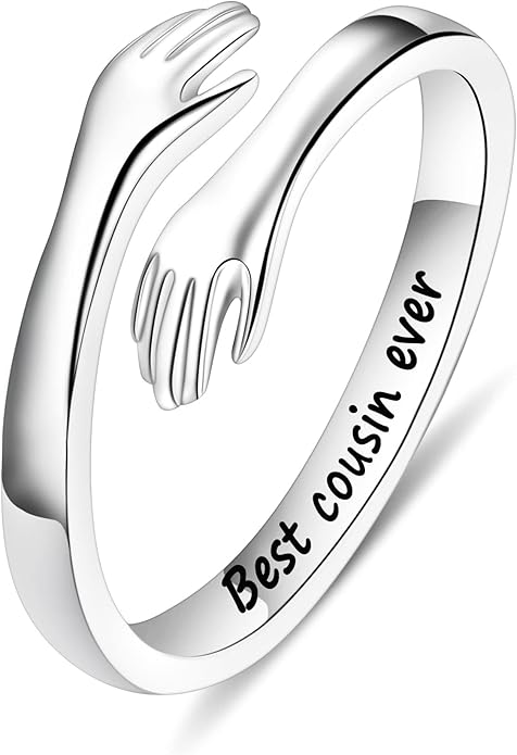 Yesteel Valentines Gifts for Kids Teen Girls - S925 Sterling Silver Hug Ring for Teen Girls Women, Adjustable Ring Jewelry Mothers Day Birthday Gifts for Daughters Mom Sister Wife Friends Grandma