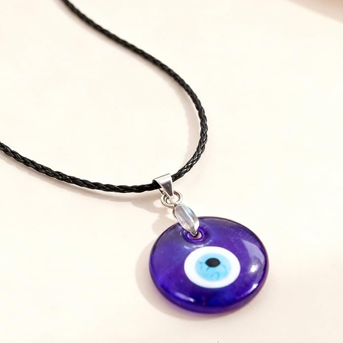 Long tiantian Evil Eye Necklace for Women Men Necklace Evil Eye Jewelry Blue Turkish Glass Leather Rope Pink Lucky Protection Necklace Jewelry Valenty Day Gifts for Men Women
