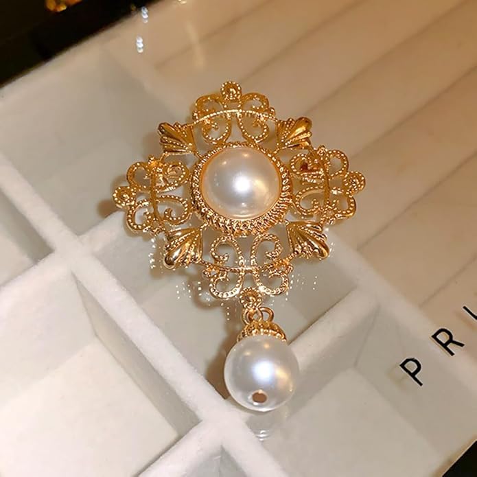 JKQBUX Versailles series Baroque elegant Brooches Pin for Women Men Girls Retro Court Pearl Corsage Pin delicate accessory