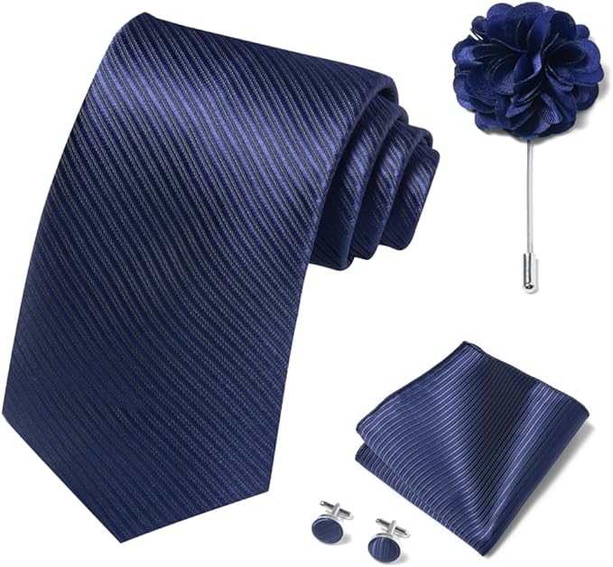 joy alice Ties Set Men Mixed Color Necktie Handkerchief Cufflinks Brooch 3.15 Formal