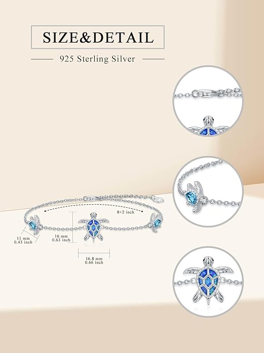 WINNICACA Sterling Silver Butterfly Bracelet Anklet Created Opal Butterfly Jewelry Gifts for Women Birthday Christmas Day Gifts