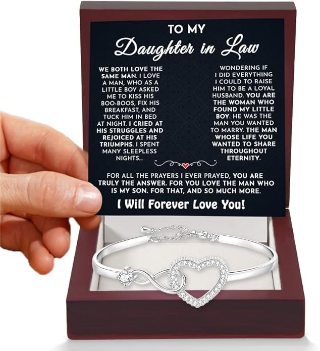 To My Beautiful Daughter In Law Bracelet From Mother-In-Law, Daughter In Law Birthday Gifts, Infinity Star Heart Bracelet For Her With Heartfelt Message Card & Elegant Box, Bonus Daughters Bracelets