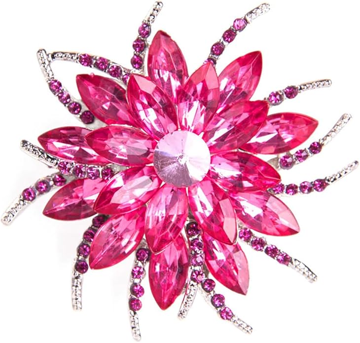 Rhinestone Sunflower Brooch Pin Red Pink Flower Brooch Stylish Crystal Brooch Elegant Clothing Hat Bag Accessories Jewerly for Women
