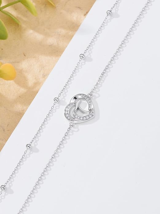 Dorunmo Initial Anklet 925 Sterling Silver Letter A-Z Layered Heart Anklet Beach Jewelry Birthday Gifts for Women