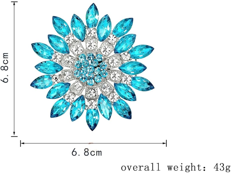 Rhinestone Sunflower Brooch for Women Sparkling Cubic Zirconia Flower Brooch Pin Elegant Large Crystal Floral Lapel Pin Dainty Clothing Hat Bag Accessories Christmas Wedding Bridal Birthday Jewelry