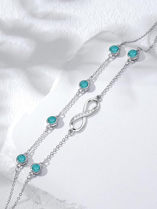 Dorunmo Anklet Bracelets for Women 925 Sterling Silver Infinity Anklets Bracelets Birthstone Jewelry Gifts for Mom Wife