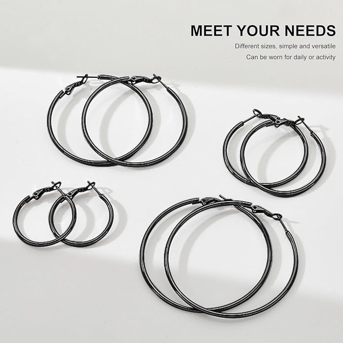 4 Pairs Silver Gold Hoop Earrings for Women | 14K Gold Plated Hoop Earrings Set Hypoallergenic Earring Lightweight Dangle Earrings Set