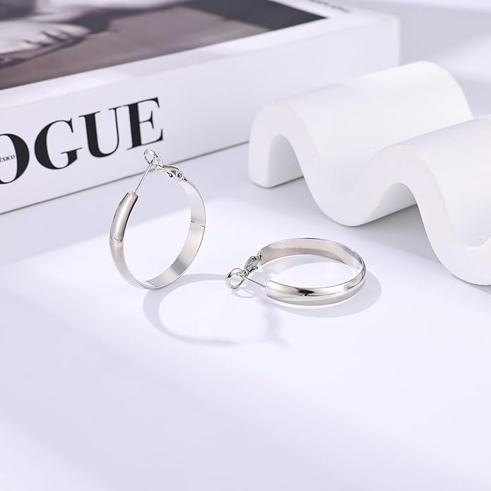 Gacimy 14K Gold Plated Hoop Earrings for Women, 14k Real Gold Plated with 925 Sterling Silver Post, Hypoallergenic Lightweight Thick Hoops Earrings for Women Trendy