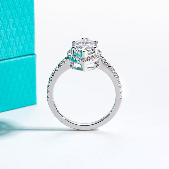 AnuClub Princess/Cushion/Oval Cut Moissanite Engagement Rings 3-3.884cttw D Color VVS1 925 Sterling Silver 3 Rows Vintage Halo Wedding Promise Statement Rings for Women with Certificate