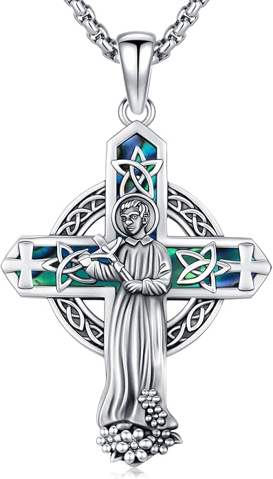 Midir&Etain Cross Necklace 925 Sterling Silver Celtic Christian Pendant Religious Protection Jewelry for Women Men