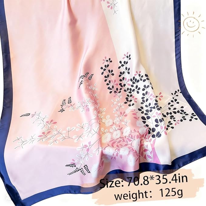 Clysoru Silk Scarf For Women Hair Scarves Lightweight Satin Elegant Shawl Wraps Bufanda Mujer Fashion Accessories 70.8"X35.4"