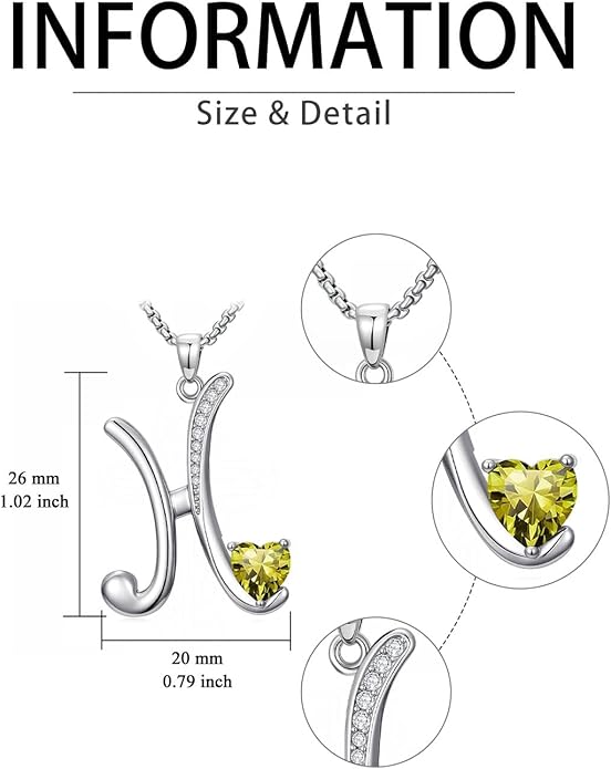 Christmas Gifts for Women Alphabet A to Z Initial Birthstone Pendant Necklaces for Women - 18k White Gold Plated Personalized Name Jewelry Valentine Mothers Day Birthday Gifts for Women Her Girlfriend
