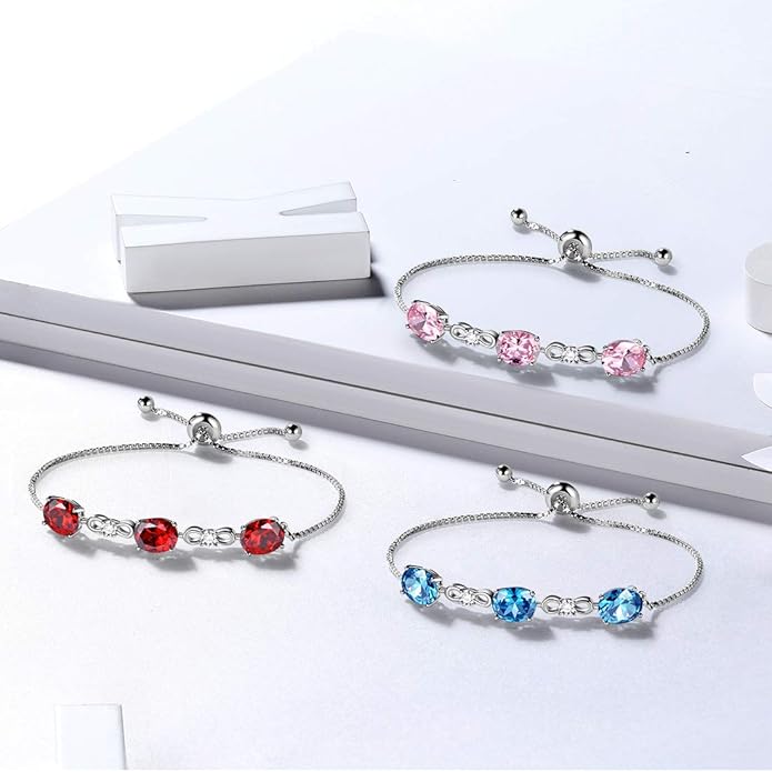 Aurora Tears 925 Sterling Silver 12 Birthstones Necklace/Earring/Ring/Bracelet Women Birthstone Pendant Crystal Fashion Birthday Jewelry Christmas Gift for Girls Women