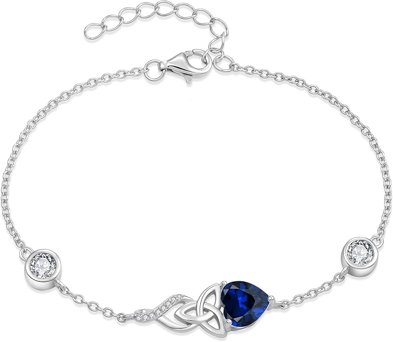 Infinity Celtic Knot Bracelet 925 Sterling Silver Birthstone Bracelet Irish Jewelry Gifts for Women