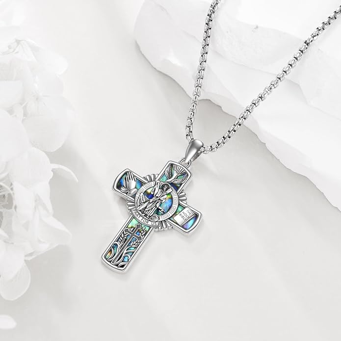 YFN Patron Saint Necklace Sterling Silver Amulet Medal Pendant Religious Protector Jewelry Gifts for Women Men