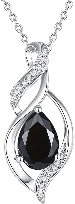 FANCIME Birthstone Necklace for Women Teardrop Necklace S925 Sterling Silver Infinity Love Birthday Gifts for Mom Women Girls, 16"+2" Inches