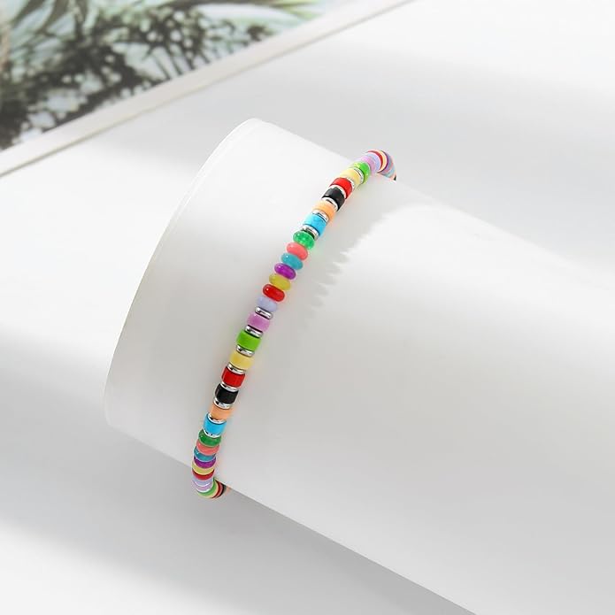 XIJIN Natural Stone Beaded Anklets for Women Handmade Beach Boho Turquoise Beads Ankle Bracelet Jewelry Gift for Her