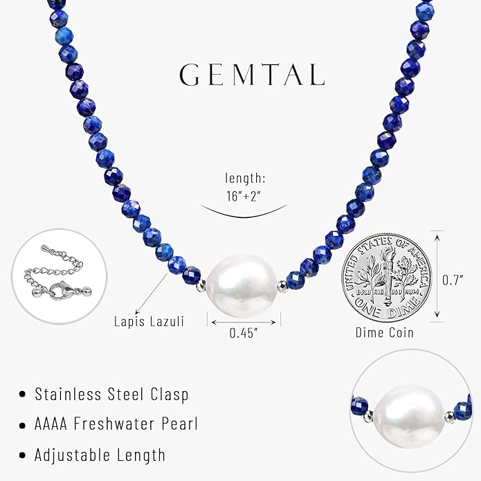 Beaded Necklace Pearl Necklaces for Women Single Pearl Necklace 11-12mm Freshwater Pearl Necklace Trendy Jewelry Gift Birthstone Bead Necklaces Pearl Choker Adjustable Chain