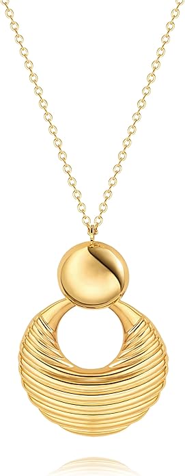 Long Pendant Necklace for Women Gold Plated Circle Long Chain Necklace Y Necklace Jewelry for Women