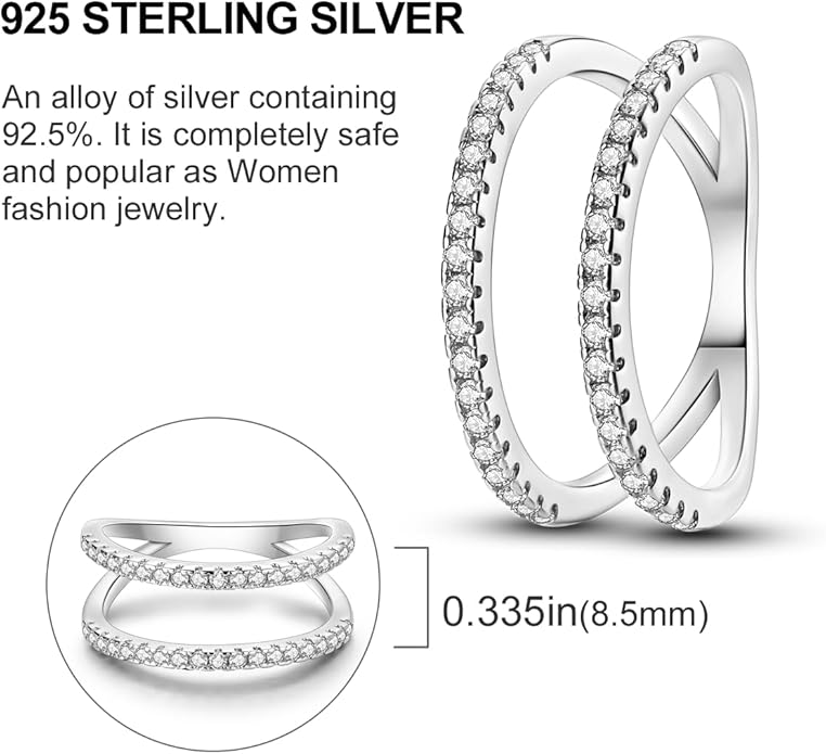 NARMO 925 Sterling Silver Rings for Women Evil Eyes Rings Entwined Line Cubic Zirconia Rings Simple Stackable Finger Rings Engagement Ring Personality Rings Size 6-9