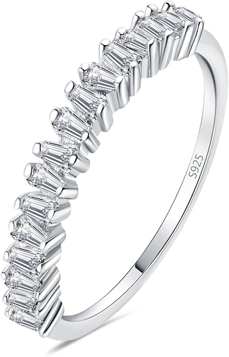 JewelryPalace 14K Gold Plated 925 Sterling Silver Rings for Women, Cubic Zirconia Promise Rings for Her, Stackable Wedding Bands Rings for Women Set Size 4-12