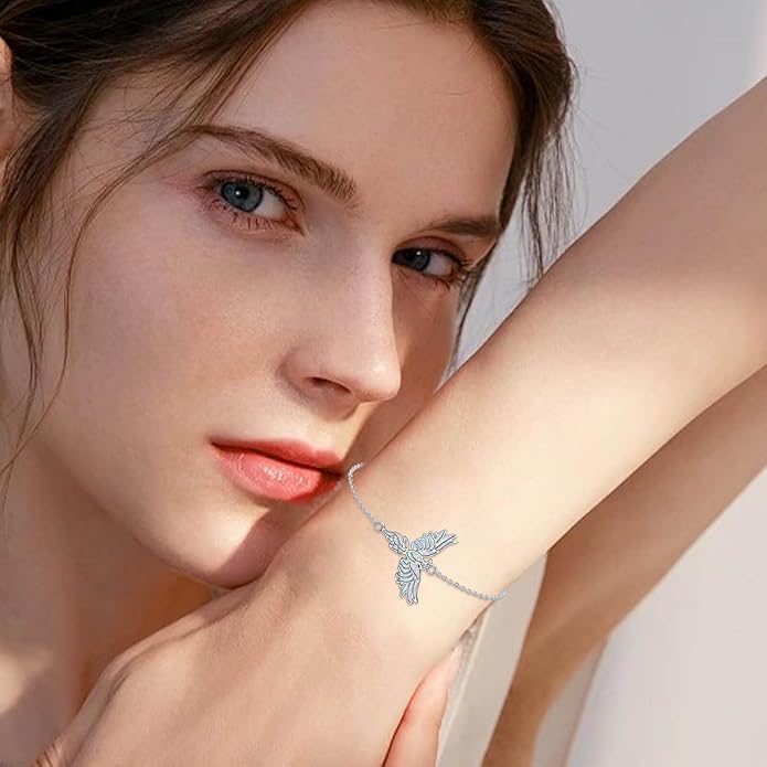 Butterfly/Phoenix/Dove/Dragonfly/Hummingbird Bracelet for Women 925 Sterling Silver Opal Bracelet Dainty Link Jewelry Birthday Christmas Gifts for Women Her