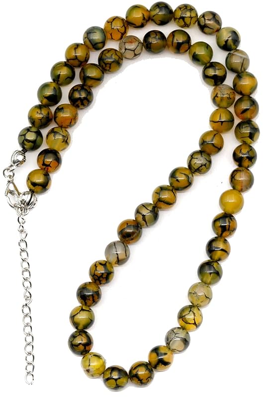 Natural Dragon Vein Beaded Choker, Genuine Green Crystal Necklace, Fancy Gemstone Choker, 8mm Beads, Unique Fashion Jewelry, Healing Crystal Chakra Necklace, Durable Stone Necklace, Aquarius Necklace
