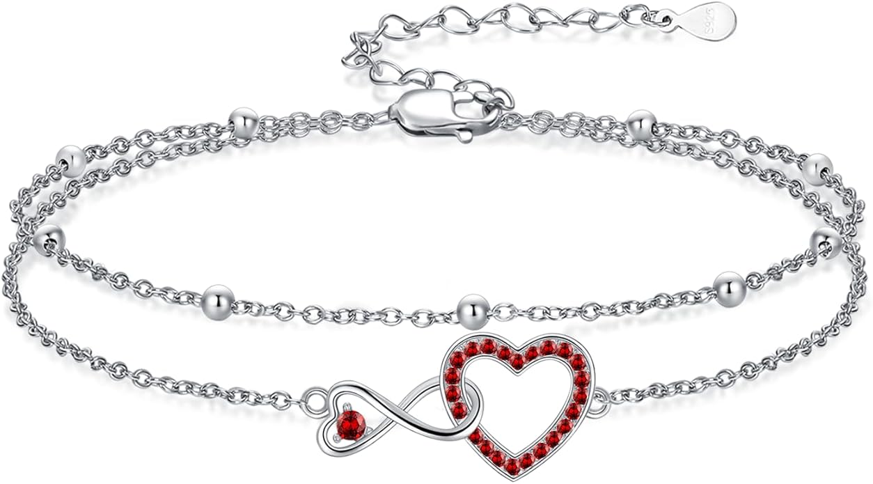 Anklet for Women 925 Sterling Silver Double Infinity Ankle Bracelet Waterproof Summer Jewelry Anniversary Birthday Gifts for Her