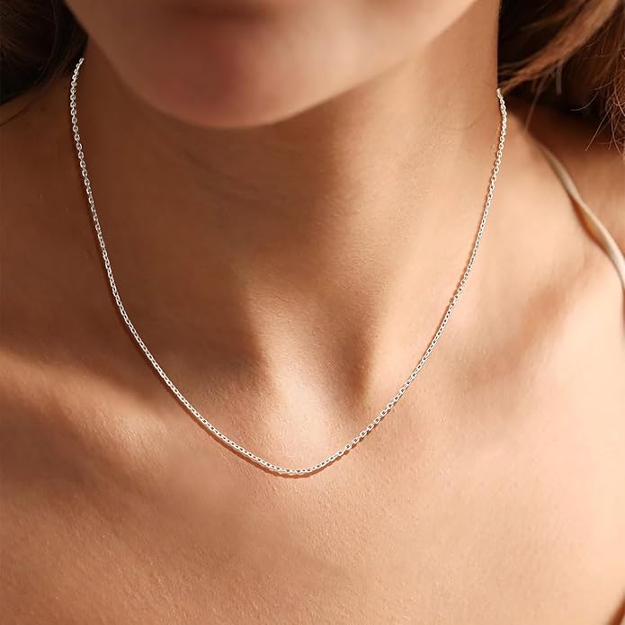 Suplight 925 Sterling Silver Necklace Chain for Women-1.1&1.5mm Chain Necklace 22k Gold Plated/Silver Necklaces for Women Thin & Sturdy-Adjustable Length-Italian Quality 16-24 Inch