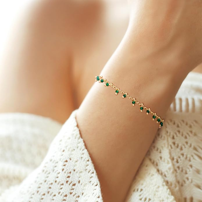 MTMY Gold Chain Bracelet for Women 14K Gold Plated Dainty Bracelets with Adjustable Chain Cute Bracelet Gold Trendy Jewelry