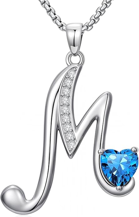Christmas Gifts for Women Alphabet A to Z Initial Birthstone Pendant Necklaces for Women - 18k White Gold Plated Personalized Name Jewelry Valentine Mothers Day Birthday Gifts for Women Her Girlfriend