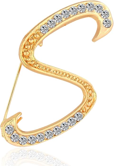 BeeGift Letter Brooch Pins Initial Rhinestone Brooch for Women Crafts,Rhinestone Crystal Lapel Pin Brooches Gold A-Z 26 Letters