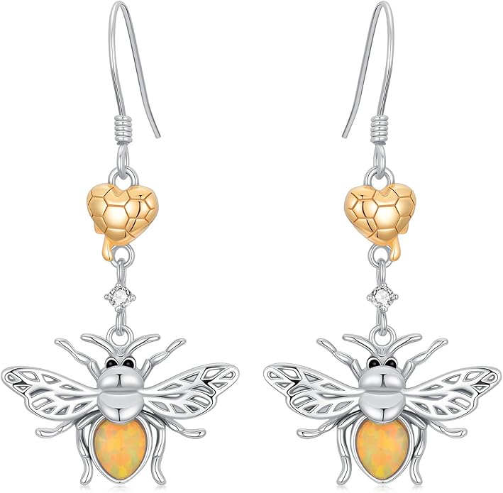 Diamond Butterfly/Dragonfly/Bee Earrings for Women 925 Sterling Silver Opal Dangle Drop Earrings Jewelry Gift for Mother Wife