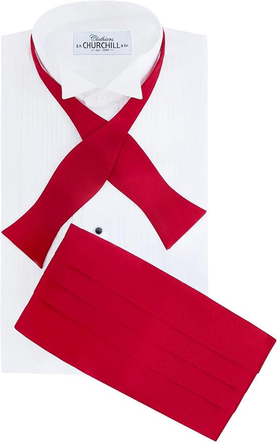 S.H. Churchill & Co. Men's Self Tie Bow Tie and Cummerbund Set for Wedding, Prom, Formal Event