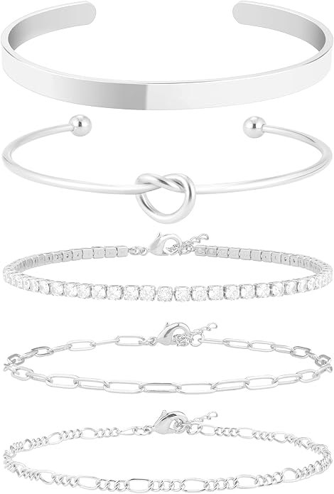 AOZEL Gold Plated Bracelets for Women Stack,Bangle Cuff Bracelet Set Non Tarnish Jewelry for Women Trendy