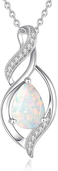 FANCIME Birthstone Necklace for Women Teardrop Necklace S925 Sterling Silver Infinity Love Birthday Gifts for Mom Women Girls, 16"+2" Inches