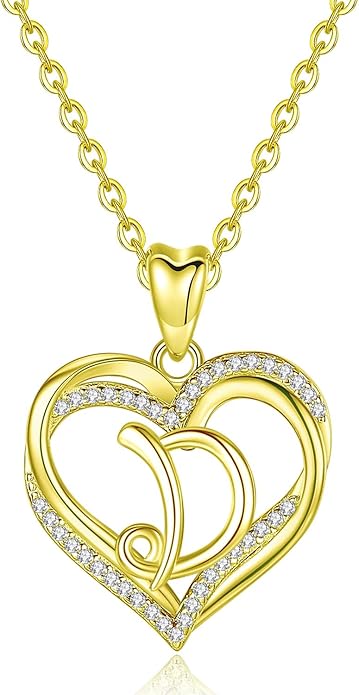 INFUSEU Unique Initial Necklaces for Women Girls Small Heart Letter Jewelry, Meaningful Personalized Gifts