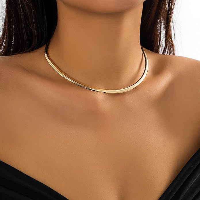Chunky Gold Choker Necklaces for Women Non Tarnish Silver Statement Necklace for Women Chunky Necklace Open Round Gold Collar Necklace Trendy Jewelry