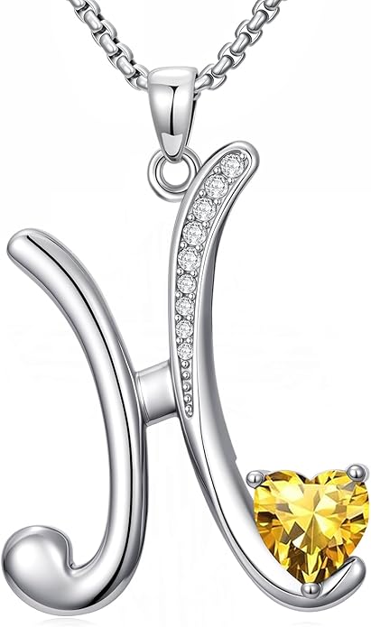 Christmas Gifts for Women Alphabet A to Z Initial Birthstone Pendant Necklaces for Women - 18k White Gold Plated Personalized Name Jewelry Valentine Mothers Day Birthday Gifts for Women Her Girlfriend