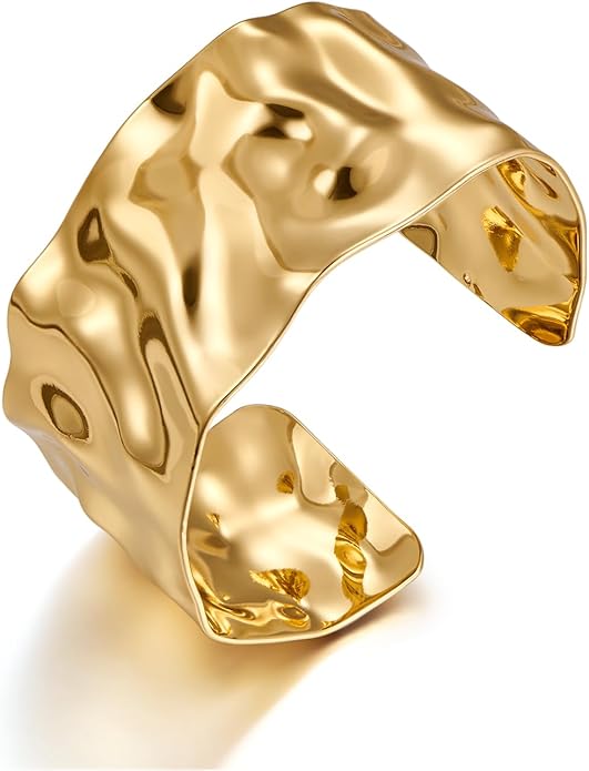 Gold Cuff Bracelet for Women Chunky Multi-layer Cross Wire Open Bracelet Hollow Wide Cuff Bracelets Adjustable Gold Open Cuff Bangle Bracelet