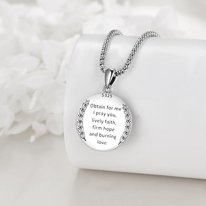 YFN Patron Saint Necklace Sterling Silver Amulet Medal Pendant Religious Protector Jewelry Gifts for Women Men